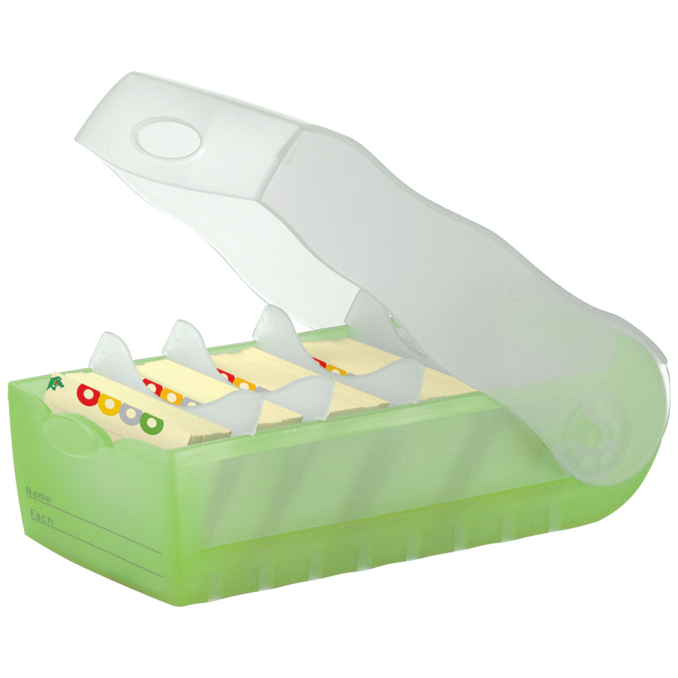 Karteibox CROCO - A8 quer, für 500 Karten, grün-transluzent