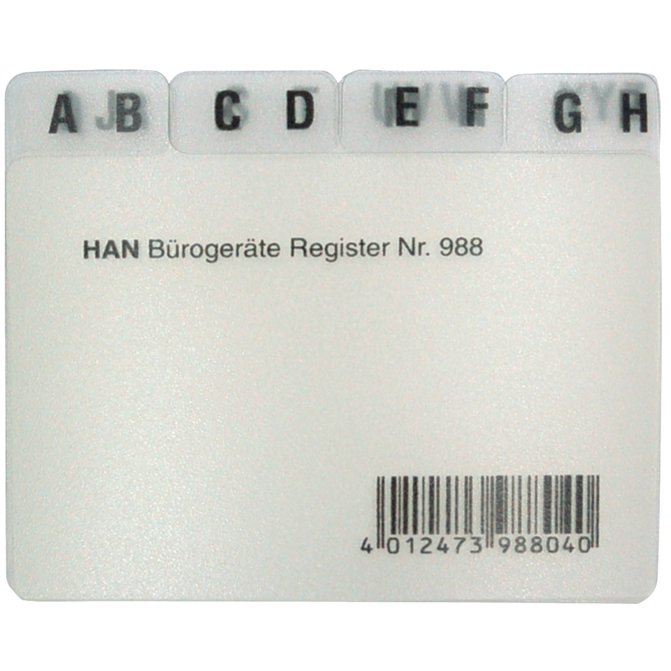 Register A - Z, DIN A8 quer, 12-teilig, für Karteibox, Karteikästen/Tröge, grau