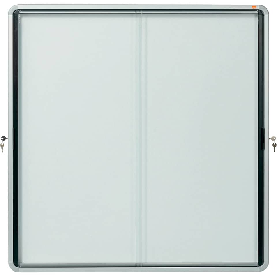 Schaukasten mit Schiebetür - 12x A4, 92,2 x 96,7 x 6,3 cm, weiß, magnethaftend