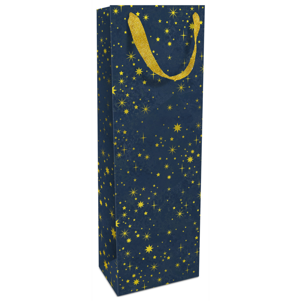 Weihnachts-Flaschentragetasche All that twinkles, 36 x 26 x 8 cm, dunkelblau