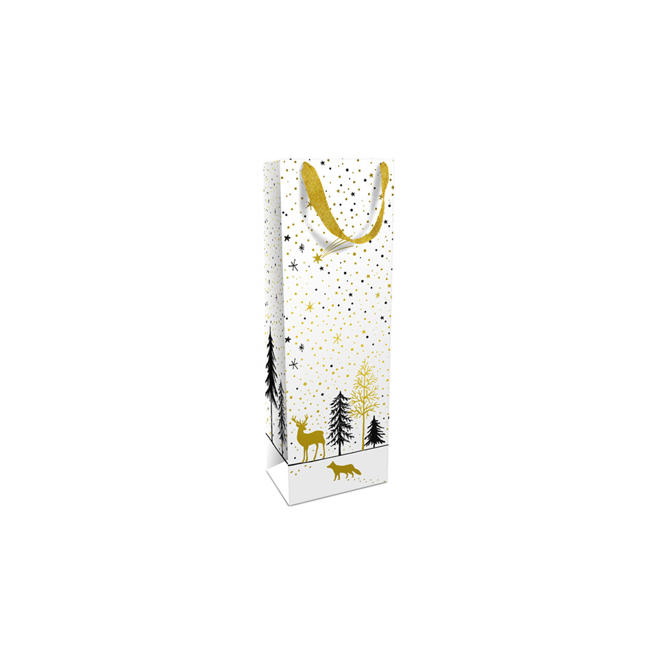 Weihnachts-Flaschentragetasche Modern Wintertime, 36 x 26 x 8 cm, dunkelblau