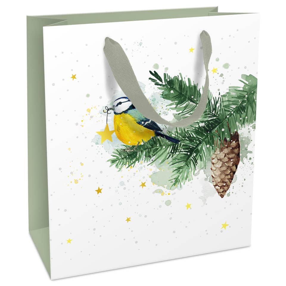 Weihnachts-Geschenktragetasche Wintermeise, 21 x 18 x 8 cm