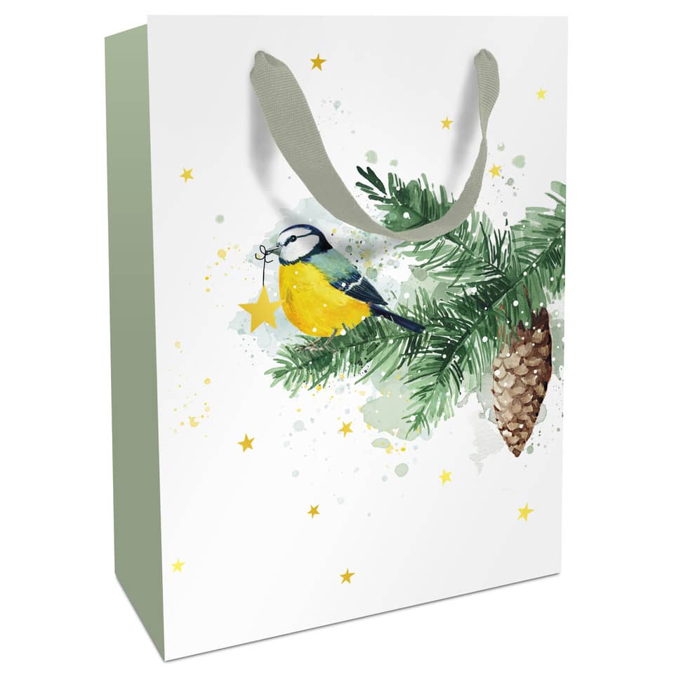 Weihnachts-Geschenktragetasche Wintermeise, 36 x 26 x 13 cm