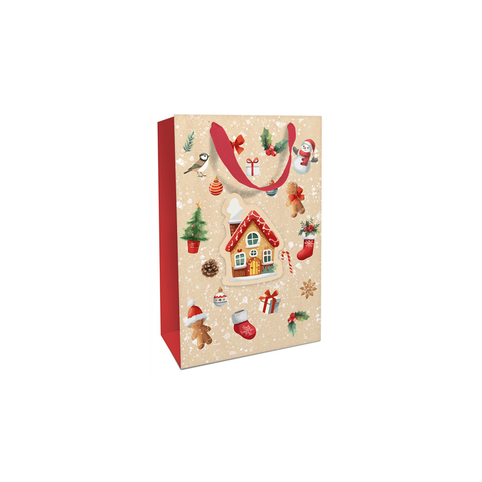 Weihnachts-Geschenktragetasche My Little House, 36 x 26 x 13 cm