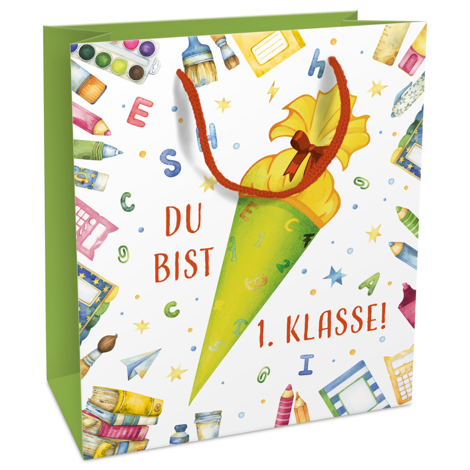 Geschenktragetasche Schultüte, 21 x 18 x 8 cm