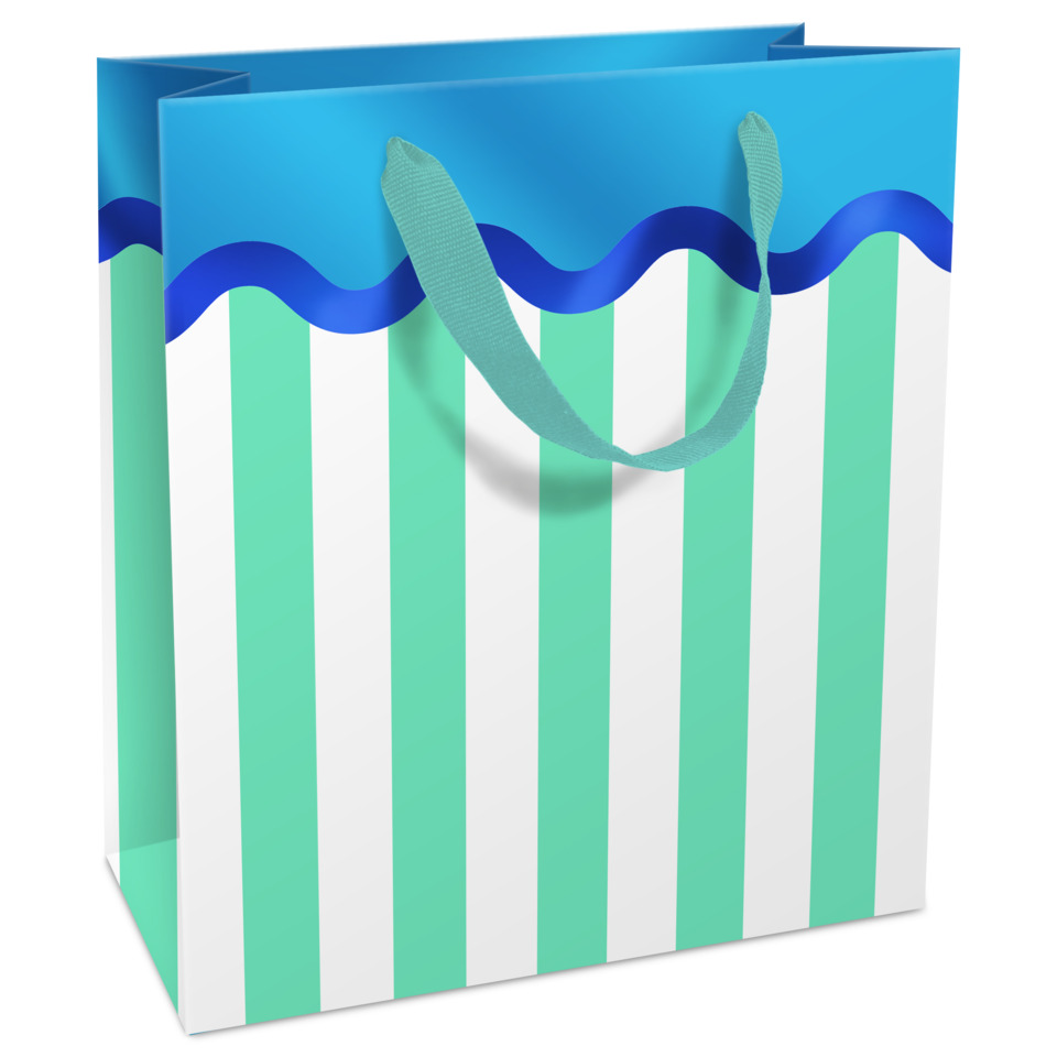 Geschenktragetasche Adria, 21 x 18 x 8 cm, weiß/azurblau