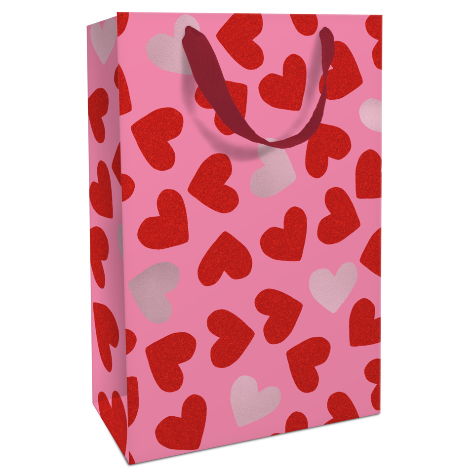 Geschenktragetasche Liebe, 36 x 26 x 13 cm, rosa/rot