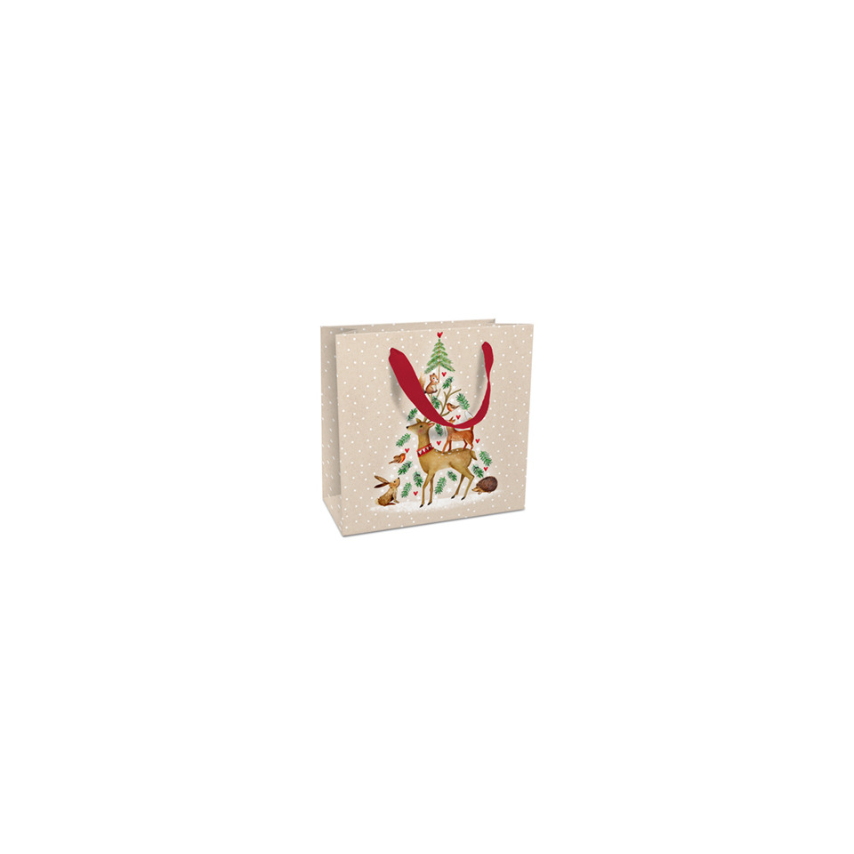 Weihnachts-Geschenktragetasche Animal Tree, 17 x 17 x 8 cm