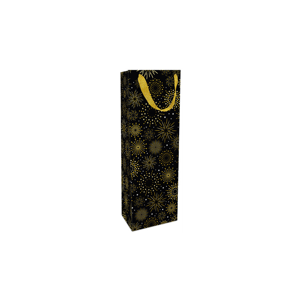 Weihnachts-Flaschentragetasche Firework, 36 x 12 x 8 cm, schwarz