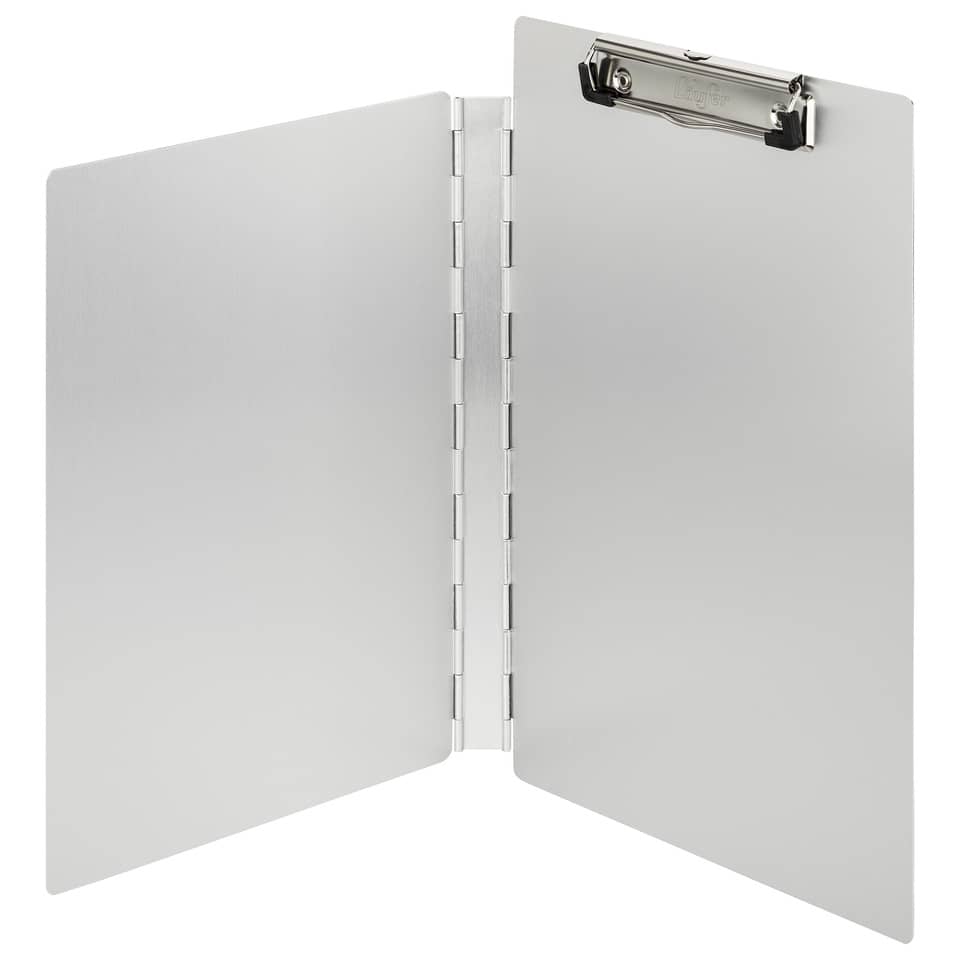 Klemmbrettmappe A4 mit seitlicher Schutzklappe, Aluminium