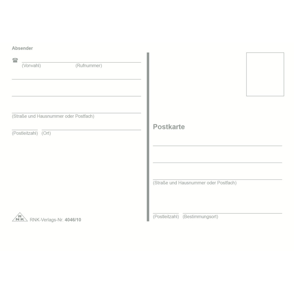 Postkarte - A6, mit Absender, 10 Stück