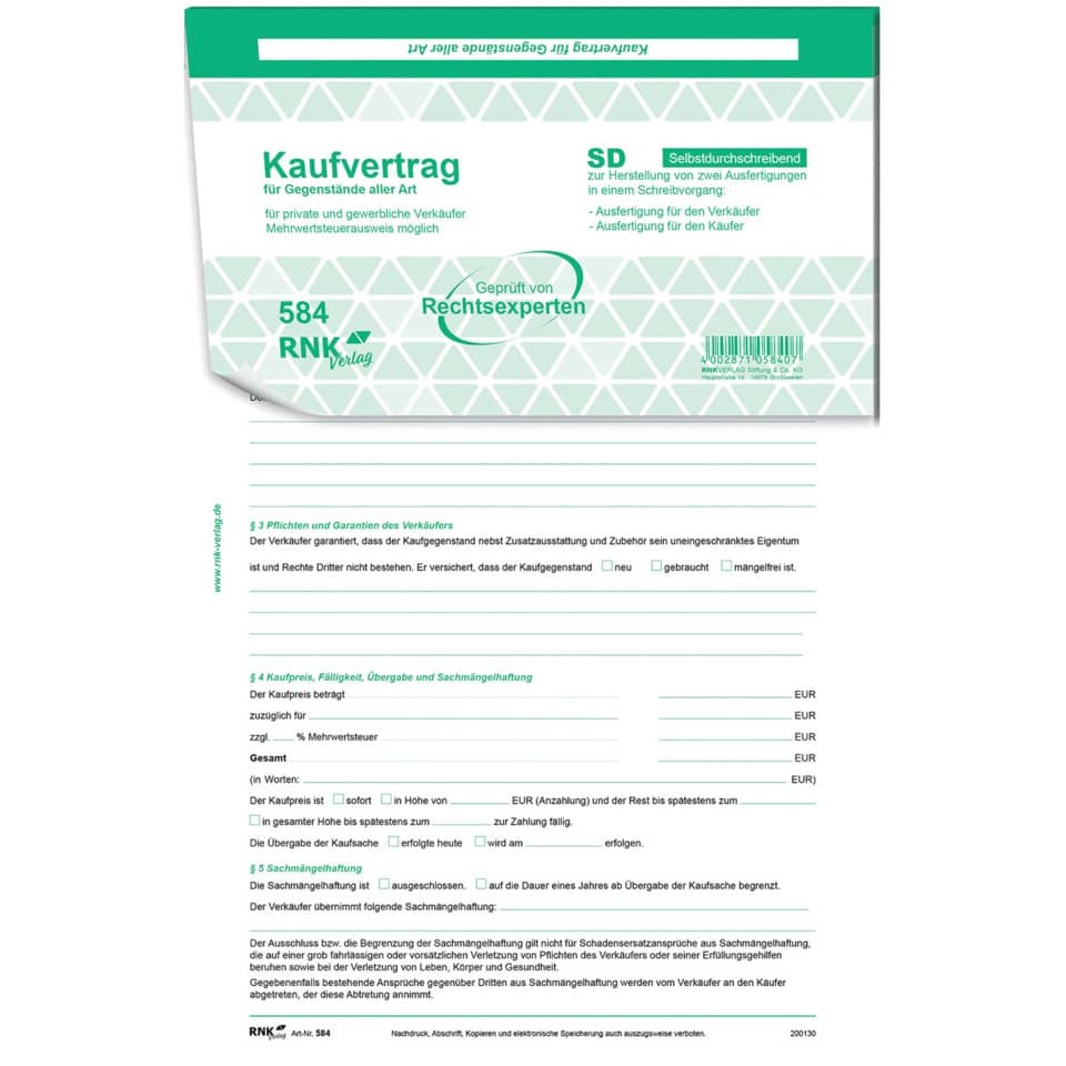 Universal-Kaufvertrag - SD, 1 x 2 Blatt, DIN A4, 10 Stück