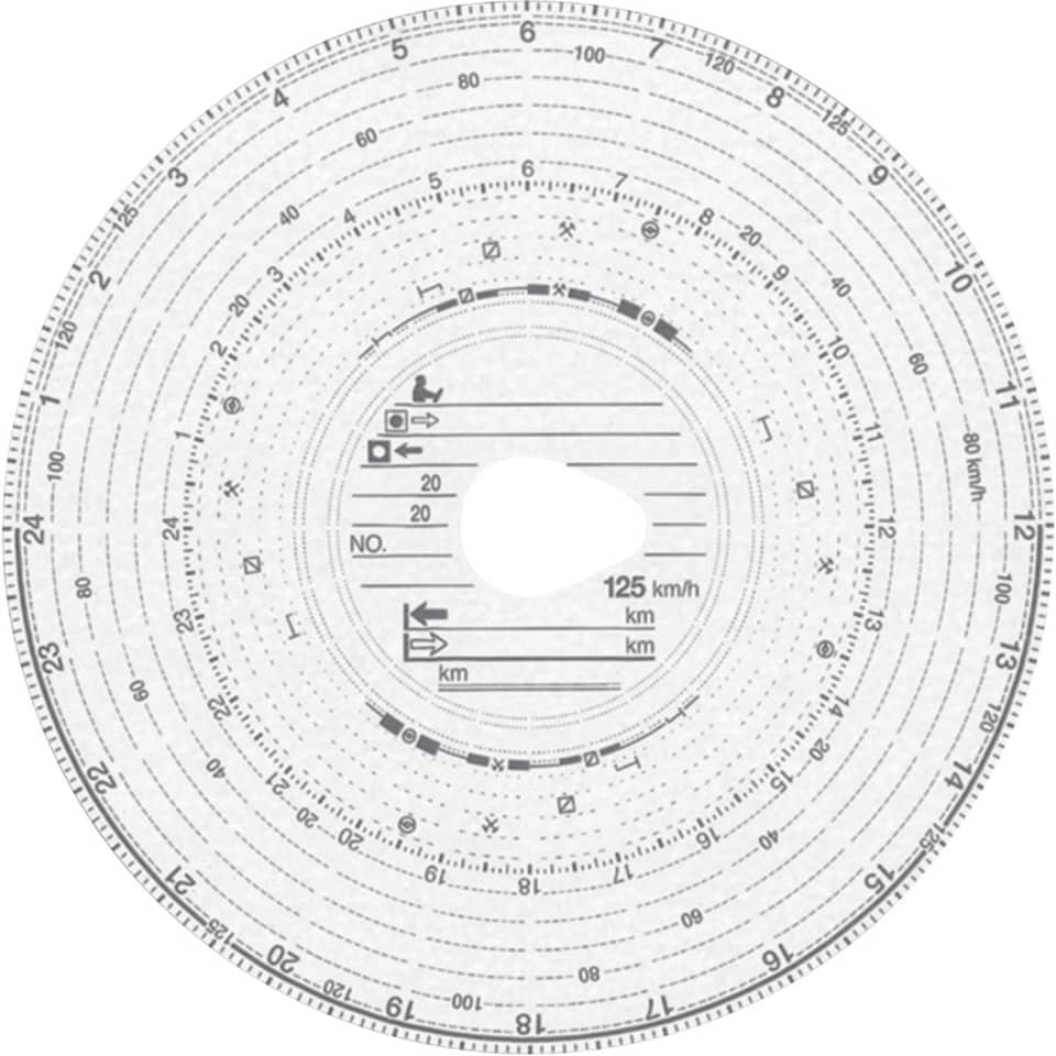 Original HAUG Diagrammscheiben 125 100 (125 km/h Kombi), 100 Stück