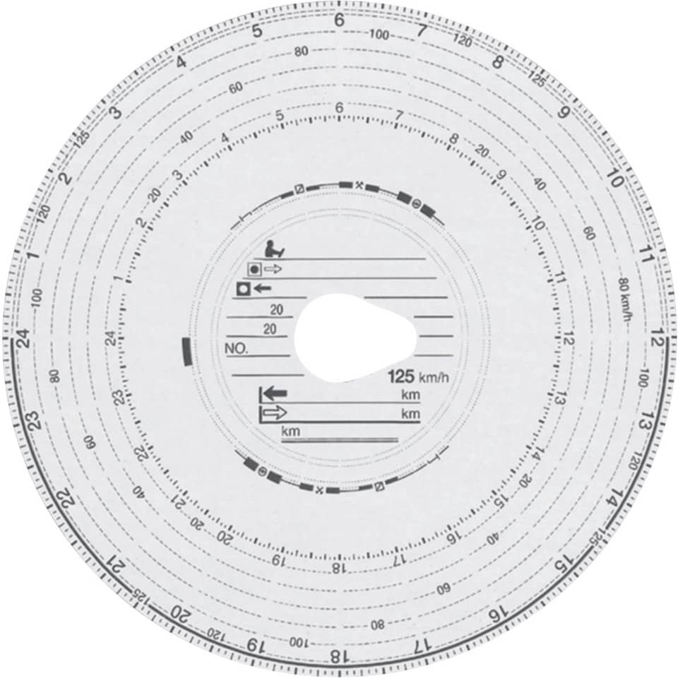 Original HAUG Diagrammscheiben 125 151 (125 km/h Automatik), 100 Stück