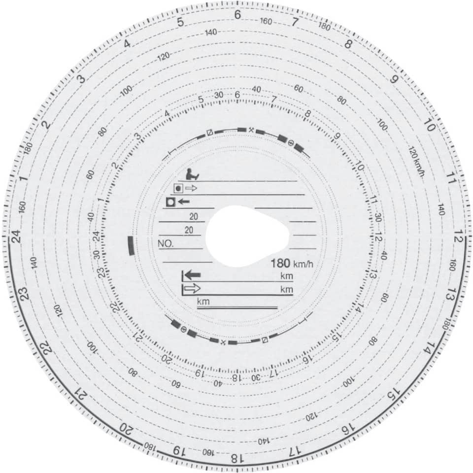 Original HAUG Diagrammscheiben 180 100 (180 km/h Automatik), 100 Stück