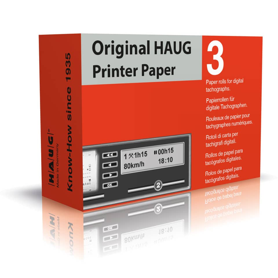 Original HAUG Thermopapierrolle digitale Tachographen - Economy, 8m x 57mm, 3 Rollen