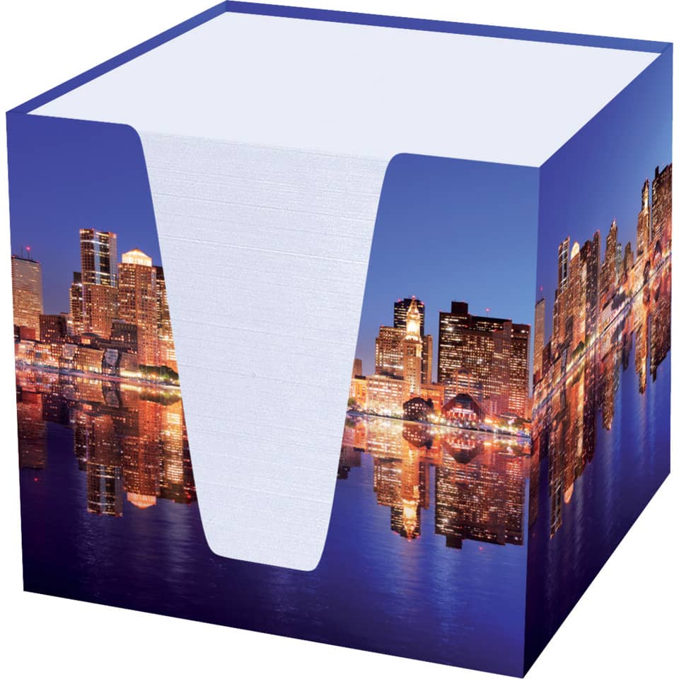 Notizklotz Skyline - 900 Blatt, 70 g/qm, weiß, 92 x 92 x 92 mm