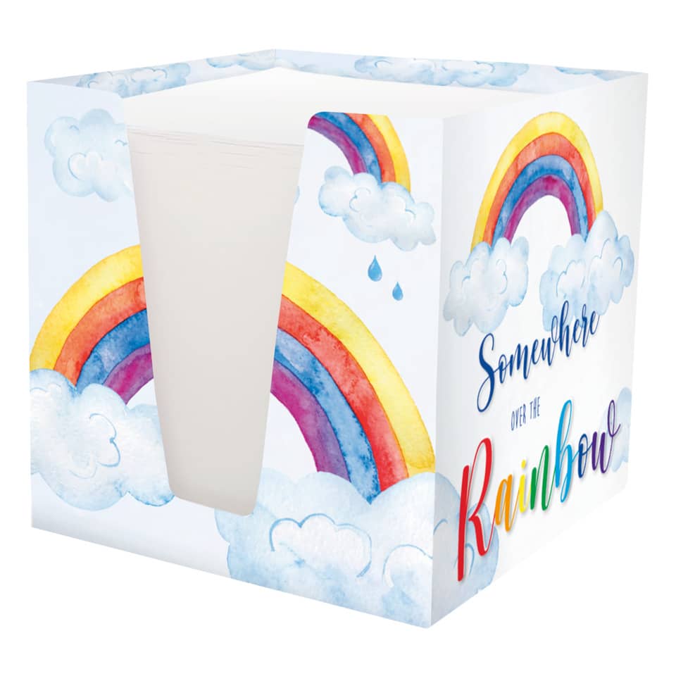 Notizklotz Rainbow - 900 Blatt, 70 g/qm, weiß, 92 x 92 x 92 mm
