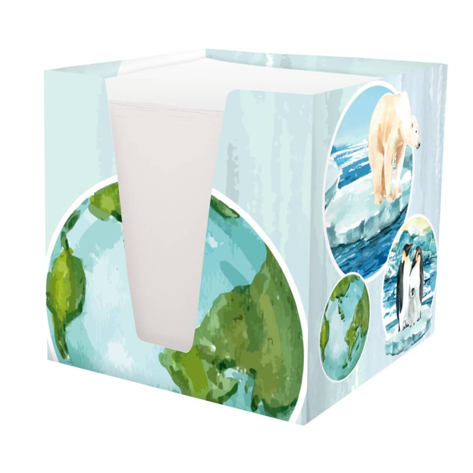 Notizklotz World - 900 Blatt, 70 g/qm, weiß, 92 x 92 x 92 mm