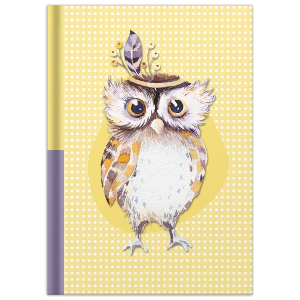 Notizbuch Eule - A5, Hardcover, 96 Blatt, dotted