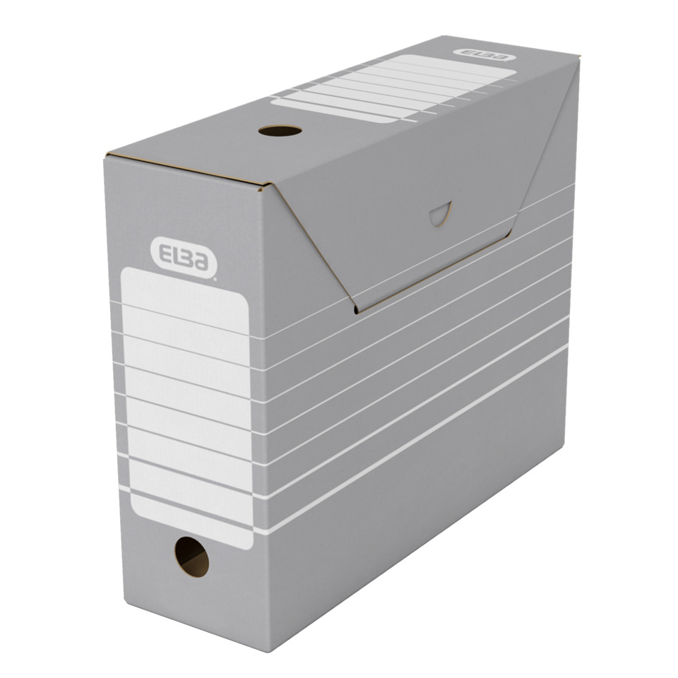 Archivbox tric - A4 und Registratur, ohne Reiter, grau/weiß
