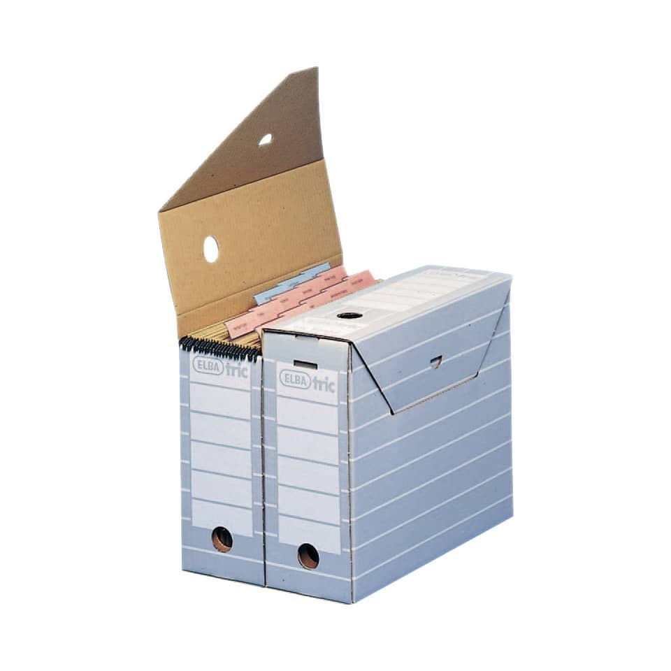 Archivbos tric - A4 und Registratur, mit Reiter, grau/weiß