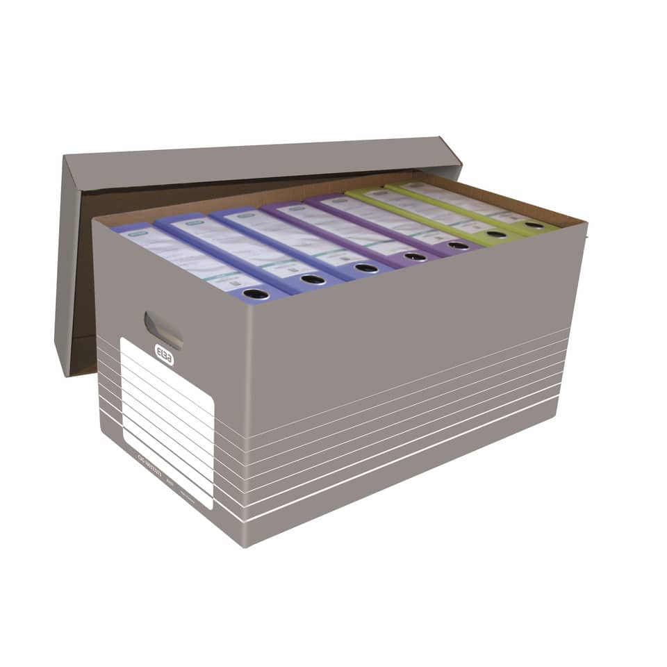 Transportbox tric maxi - stabile Wellpappe, Archivierung / Transport von Hängeregistraturen A4, grau/weiß