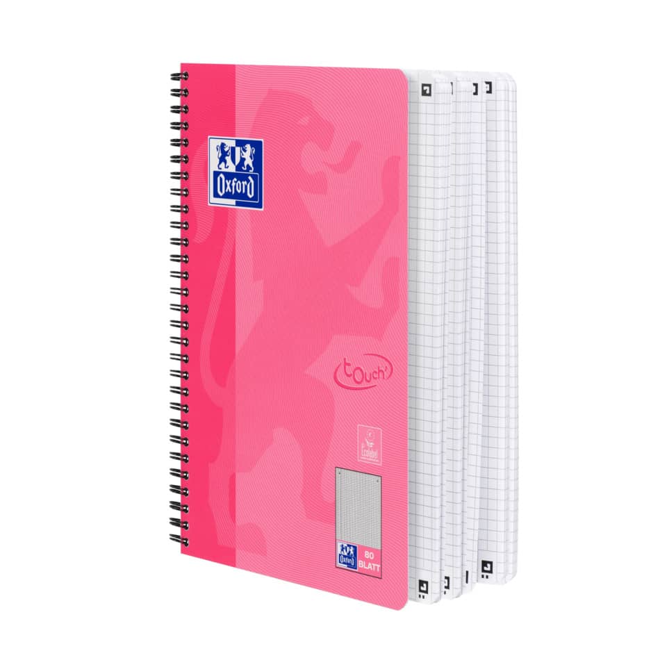 Collegeblock Touch - B5, kariert, 80 Blatt, 90 g/qm, rosa