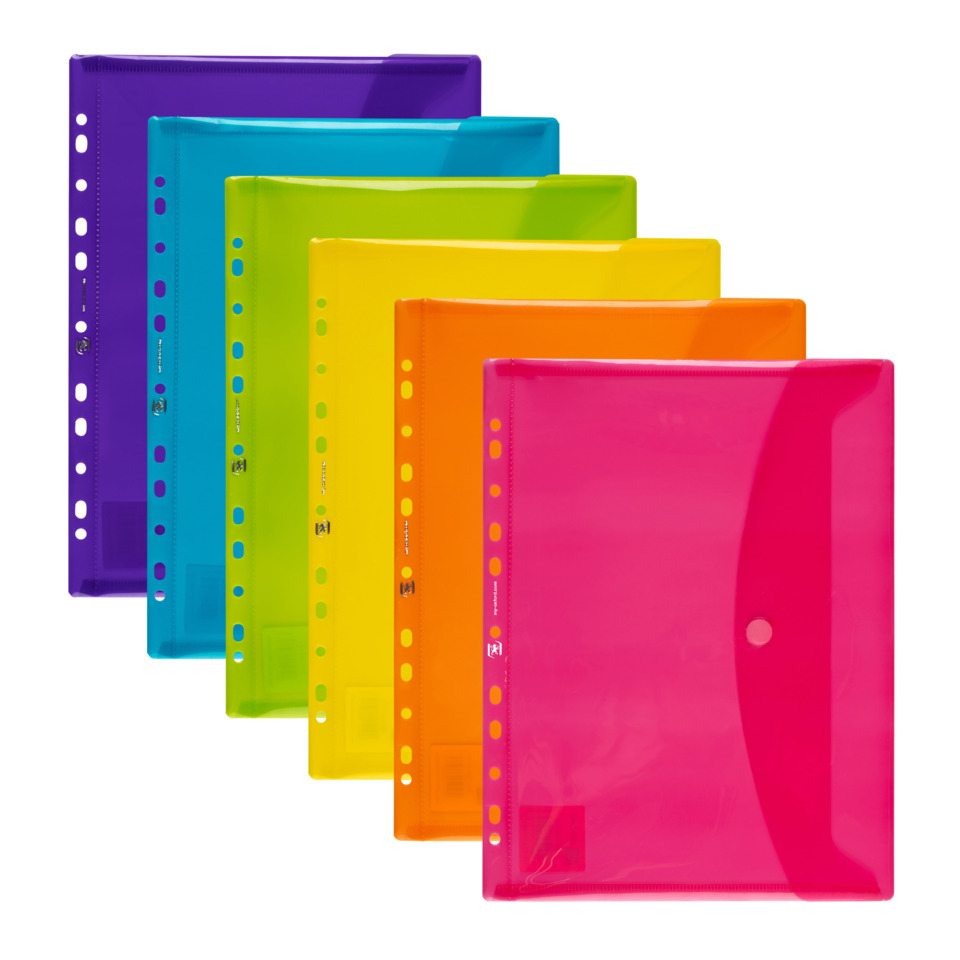 Dokumentenhülle zum Abheften - A4, 6 Taschen, PP, transluzent, sortiert
