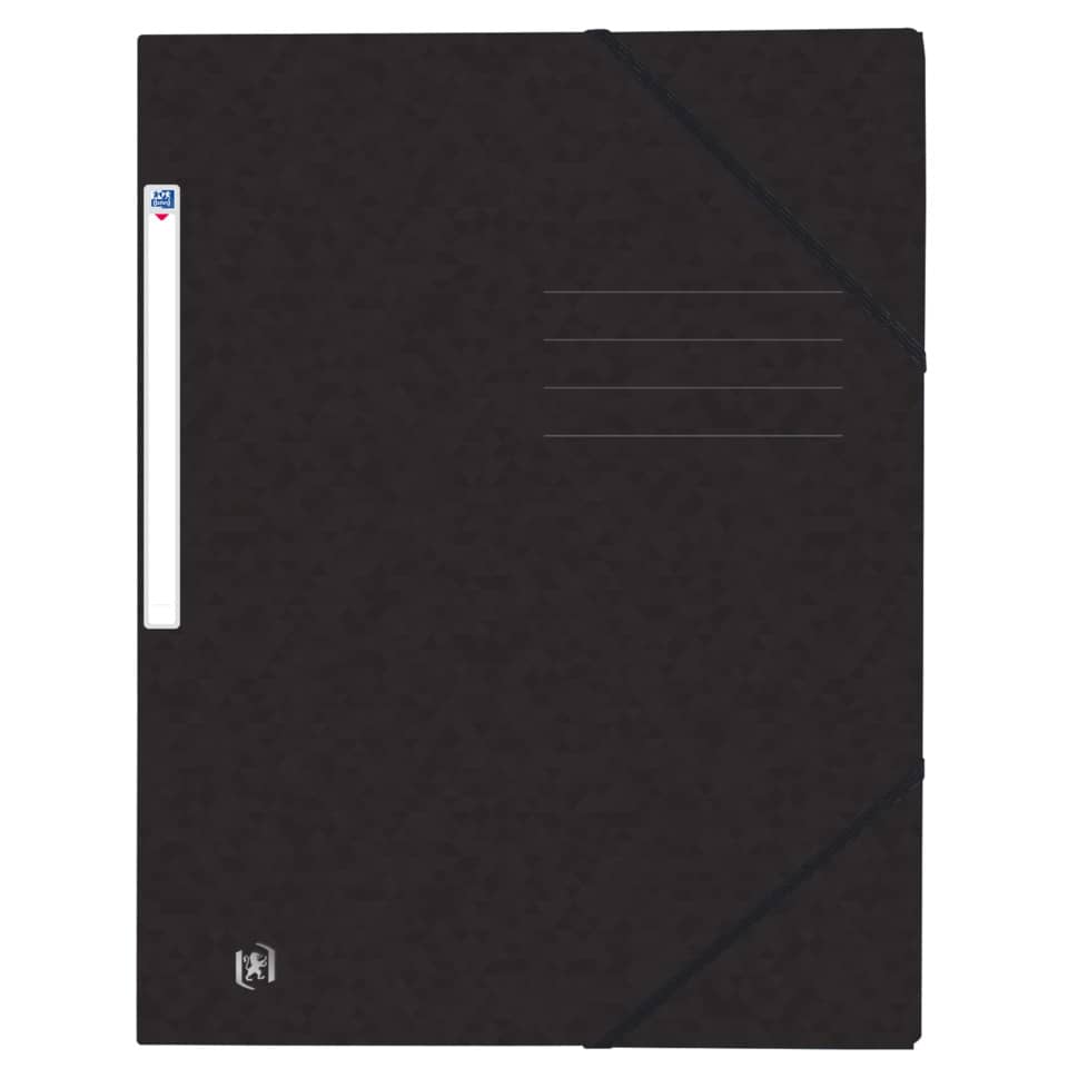 Eckspannmappe TOP FILE+ - A4, 390 g/qm, Karton, Gummizug, schwarz