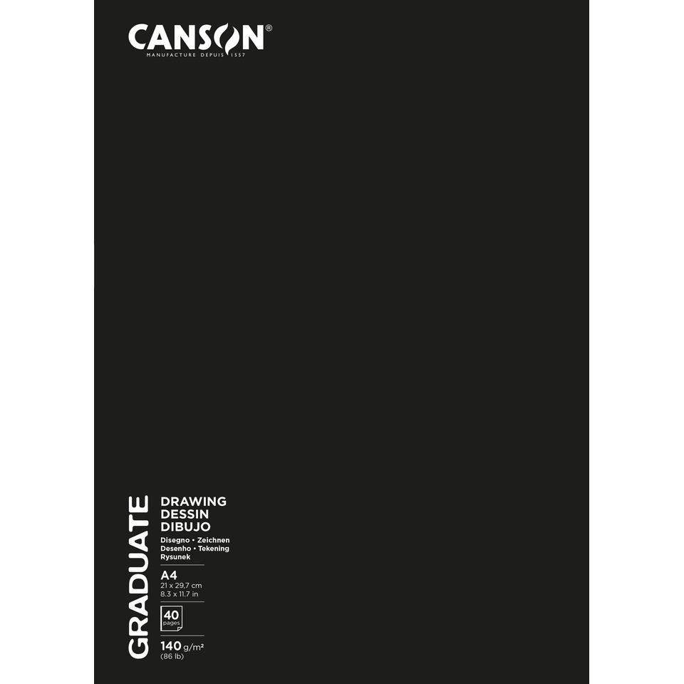 Skizzenbuch Graduate - A4, 140 g/qm, 20 Blatt, Softcover schwarz