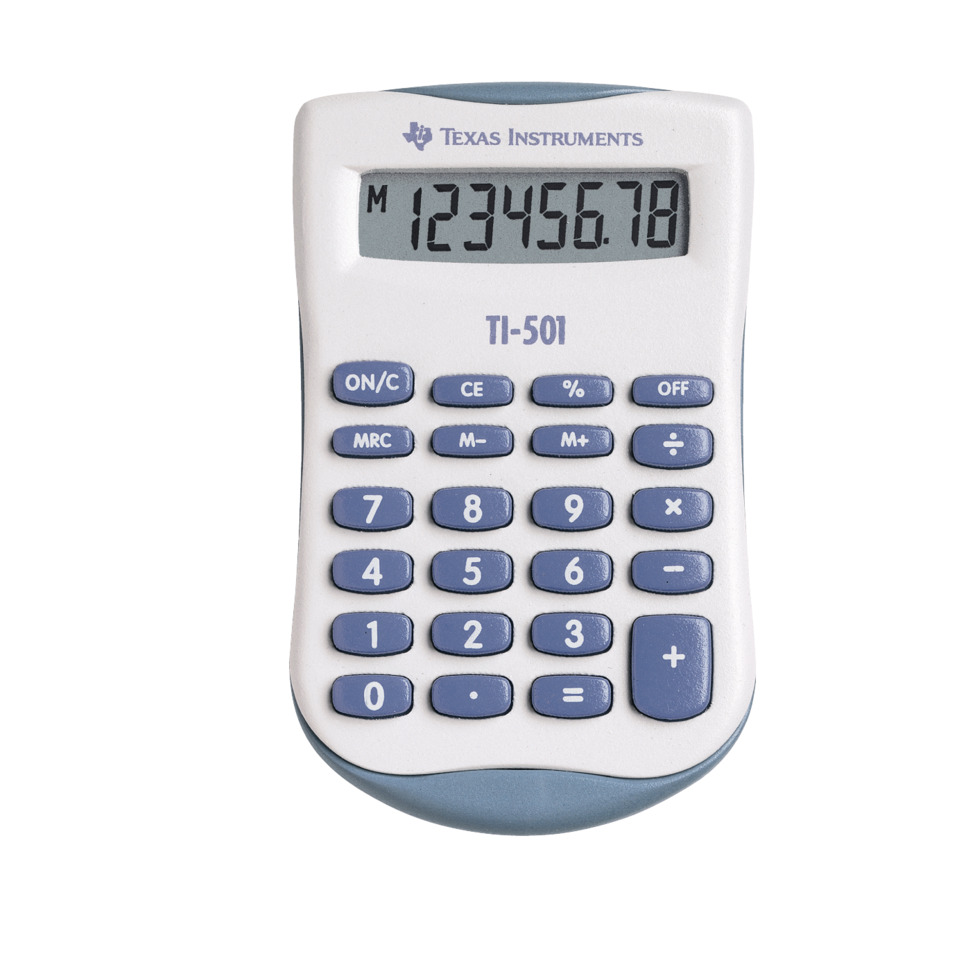 Mini-Taschenrechner TI-501, Batterie, 56 x 91 x 11 mm