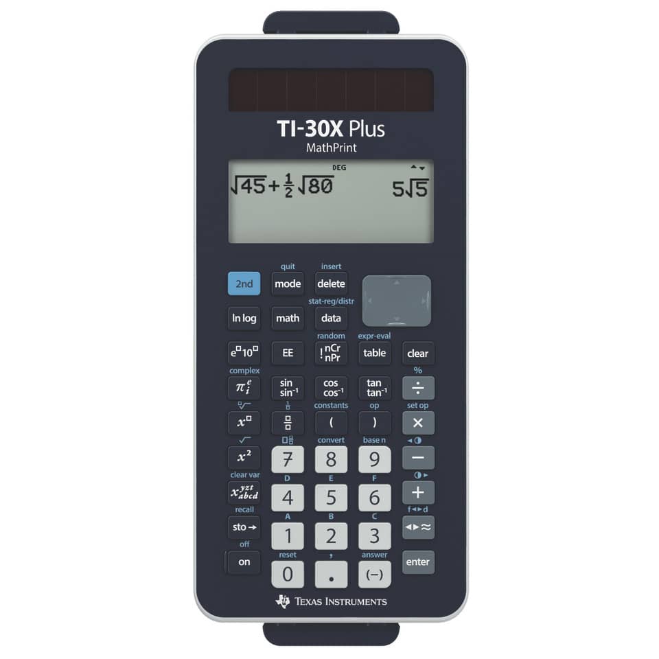 Schulrechner TI30XPlus MathPrint Solar - 4-zeilig, Batterie/Solar, schwarz