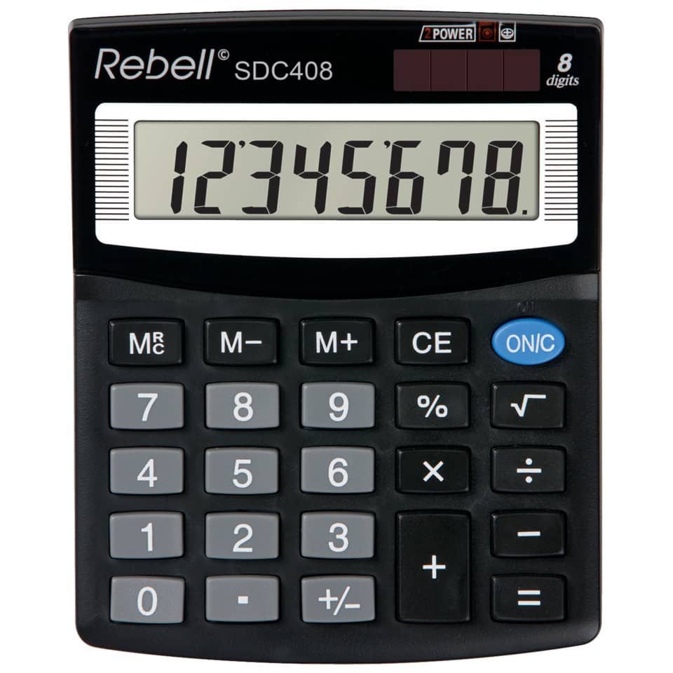 Tischrechner - Solar-/Batteriebetrieb, 8-stellig, LCD-Display, schwarz