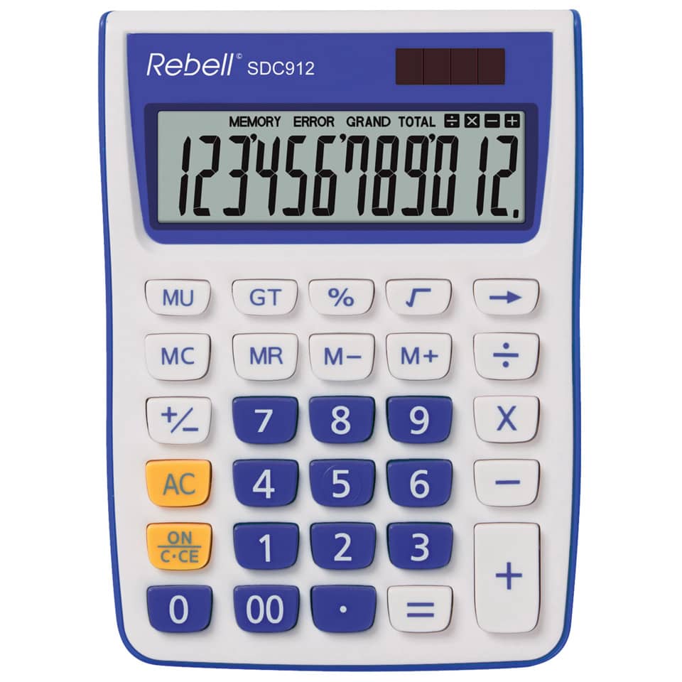 Tischrechner - Solar-/Batteriebetrieb, 12-stellig, LCD-Display, weiß/violett