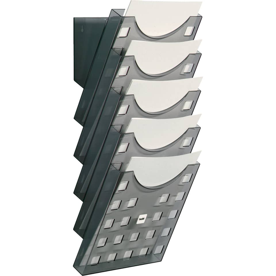 Wand-Prospekthalter - A4 hoch, grau transparent