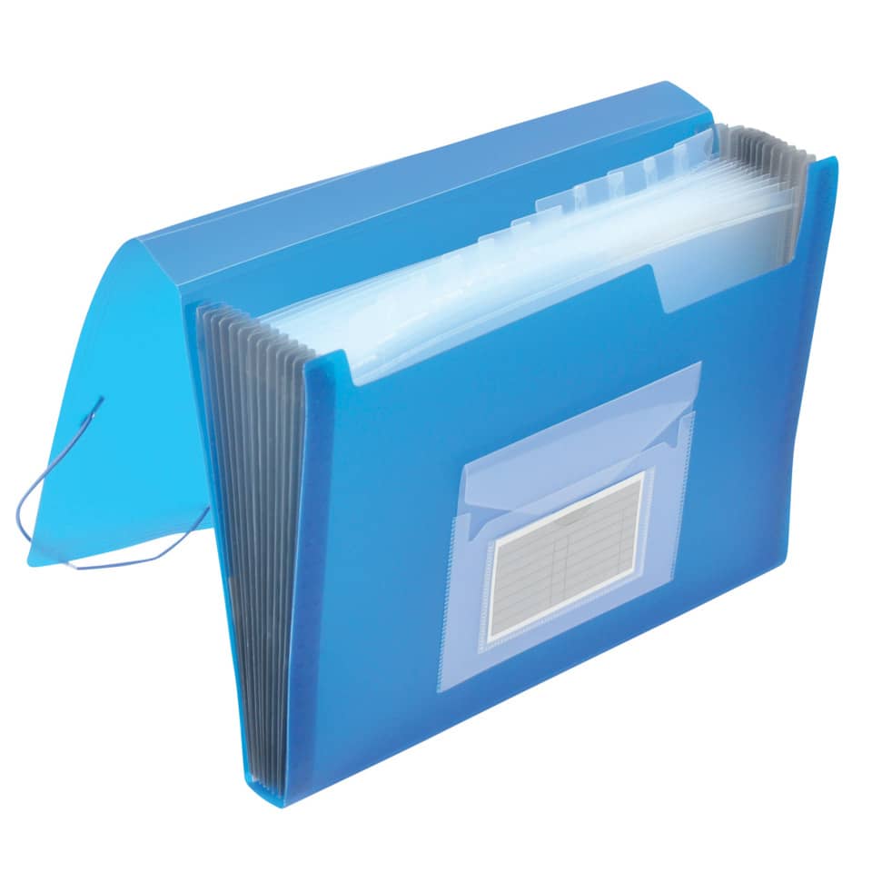 Fächermappe - 13 Taschen, 250 Blatt, PP, transluzent blau