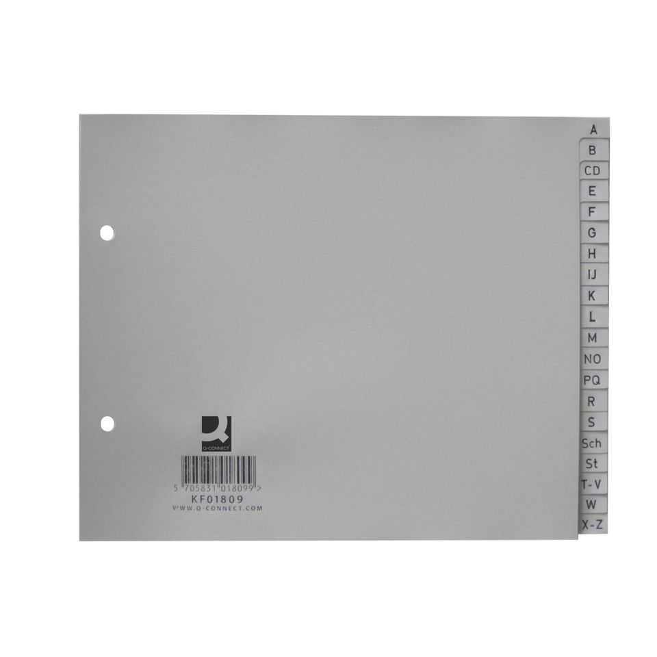 Register - A - Z, PP, ohne Index, für A4 18 cm hoch, 20 Blatt, grau
