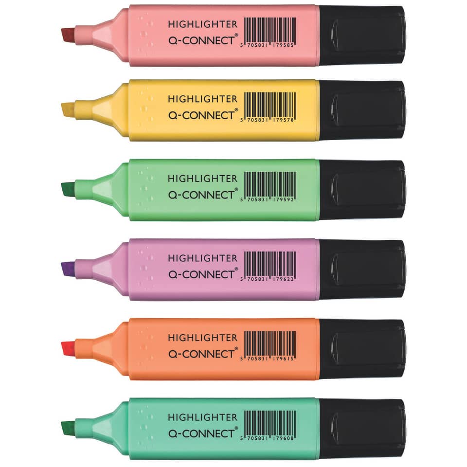 Textmarker - ca. 2 - 5 mm, 6-er Pack pastell sortiert