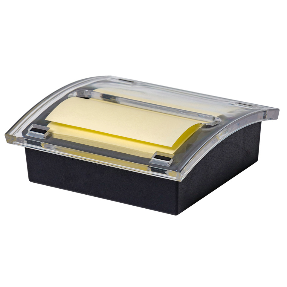 Haftnotizspender für Z-Notes - schwarz/transparent, gefüllt