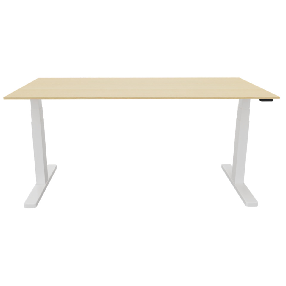 Schreibtisch elektrisch höhenverstellbar, 160x80cm, ahorn/weiß