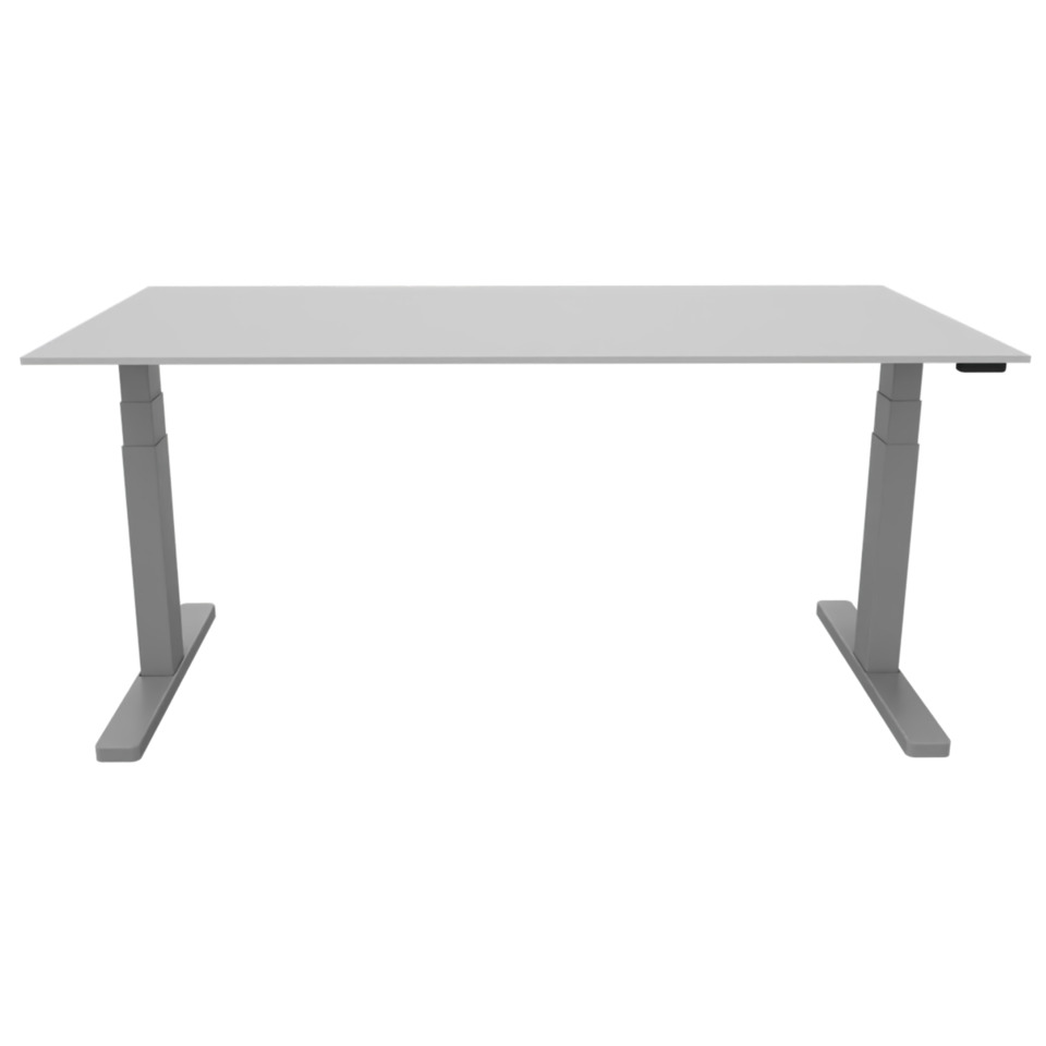 Schreibtisch elektrisch höhenverstellbar, 160x80cm, grau/silber
