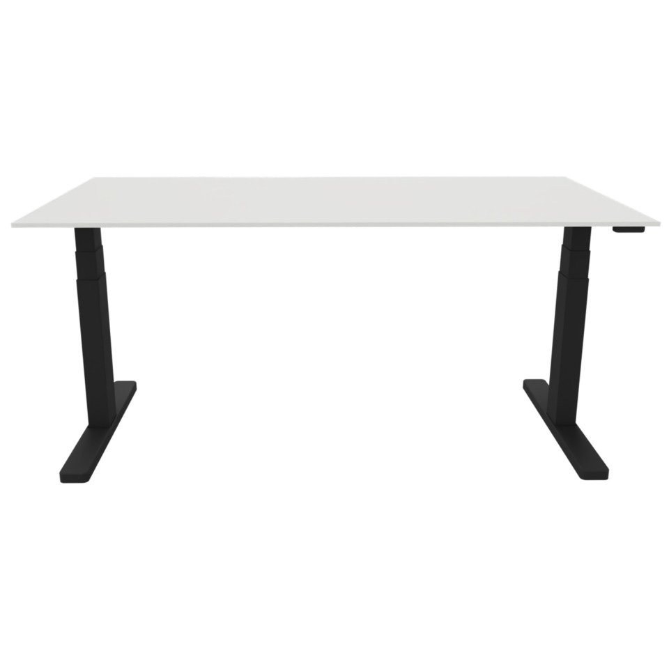 Schreibtisch elektrisch höhenverstellbar, 160x80cm, weiß/schwarz