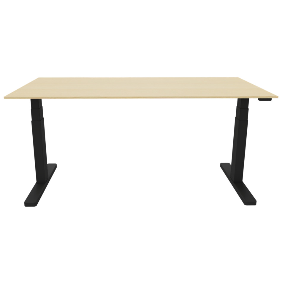 Schreibtisch elektrisch höhenverstellbar, 160x80cm, ahorn/schwarz