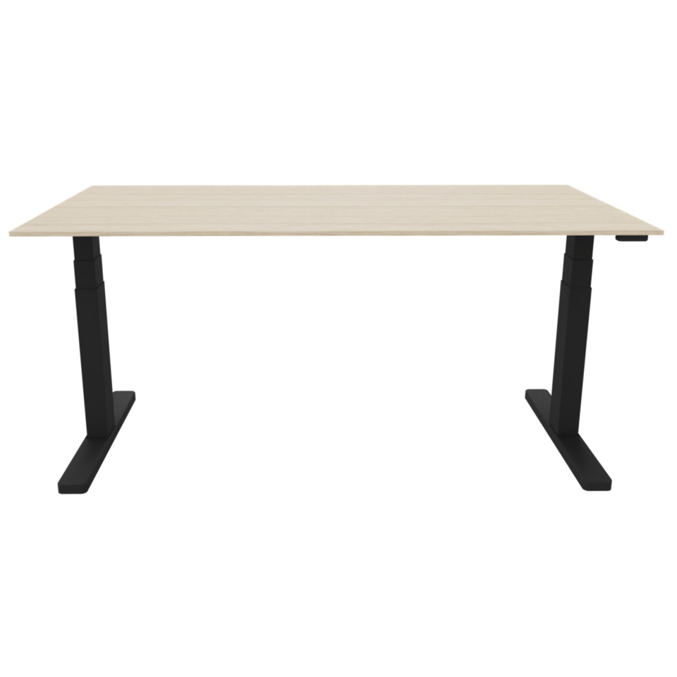 Schreibtisch elektrisch höhenverstellbar, 160x80cm, eiche/schwarz