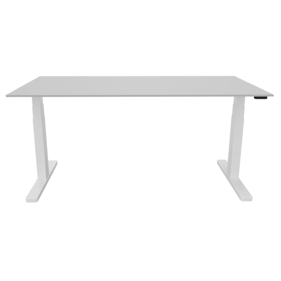 Schreibtisch elektrisch höhenverstellbar, 180x80cm, grau/weiß