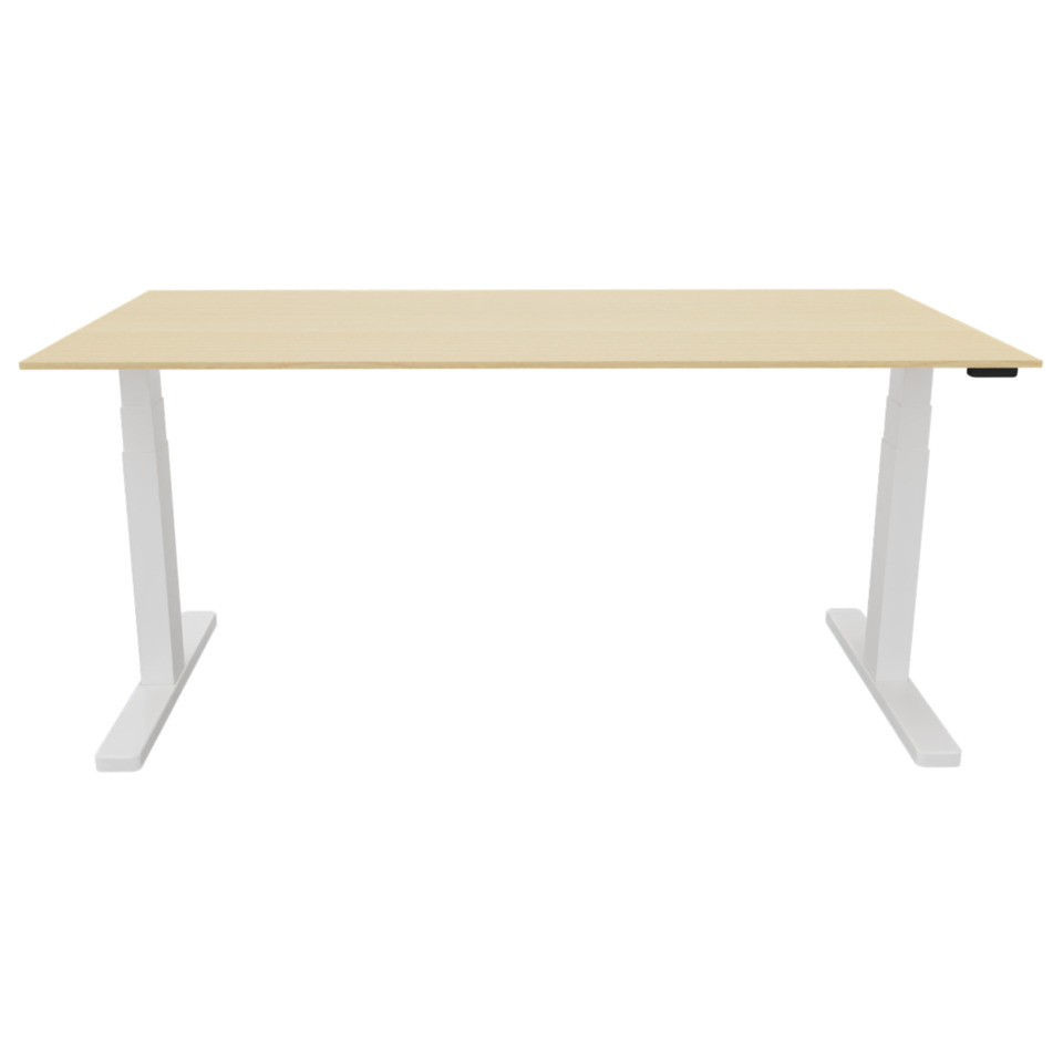 Schreibtisch elektrisch höhenverstellbar, 180x80cm, ahorn/weiß