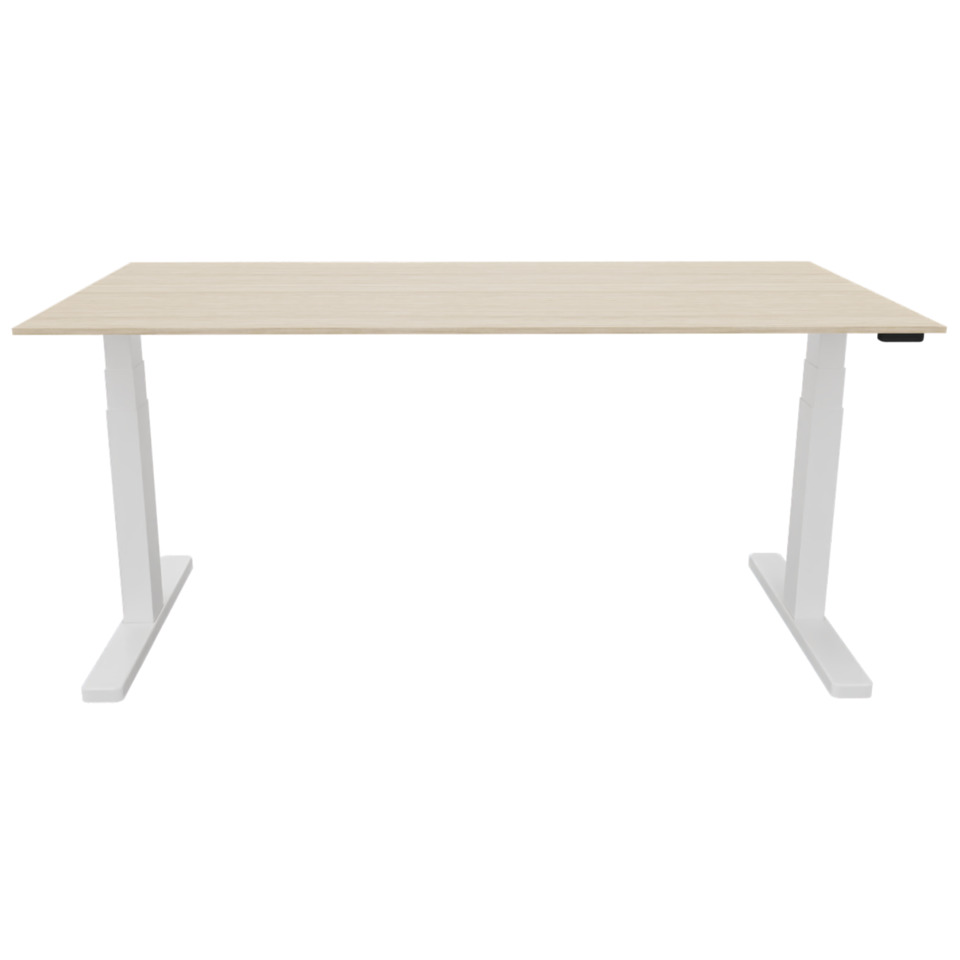 Schreibtisch elektrisch höhenverstellbar, 180x80cm, eiche/weiß
