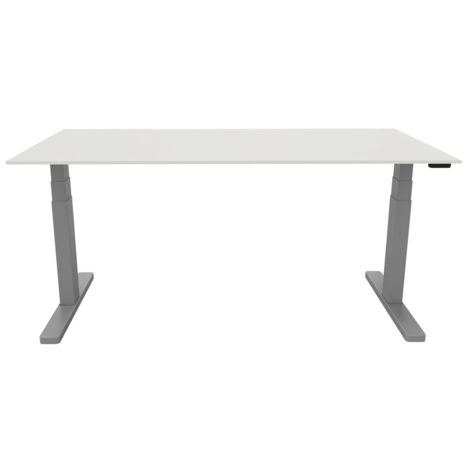 Schreibtisch elektrisch höhenverstellbar, 180x80cm, weiß/silber