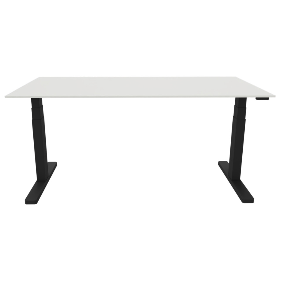 Schreibtisch elektrisch höhenverstellbar, 180x80cm, weiß/schwarz